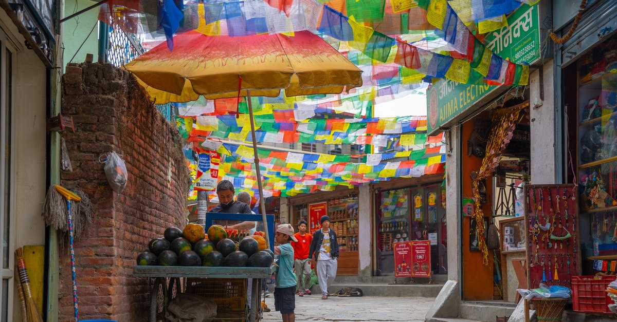 How can I find out all the stores in a particular street before going there? - Straßenszene in Kathmandu