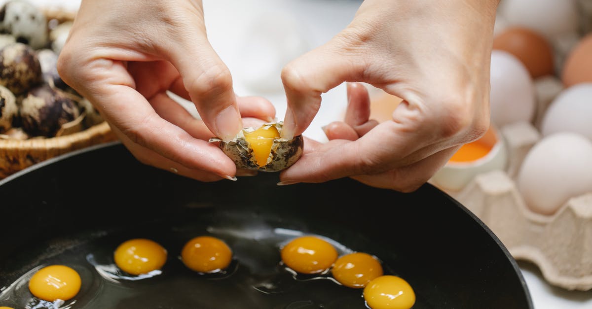 How many small fluid items are allowed in hand-luggage in European flight? - Crop woman breaking quail egg into pan