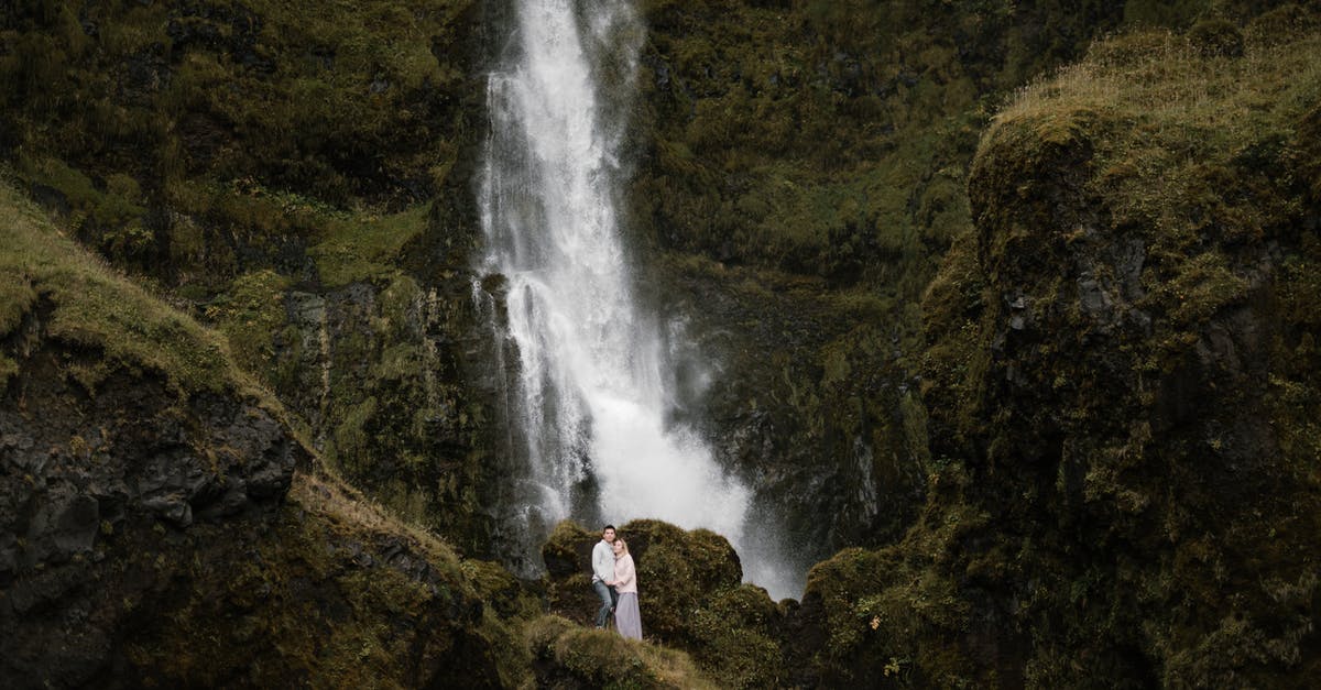 How to find the distance travelled by a flight, if Flightaware is not showing correct distance? [closed] - Amazing scenery of rapid waterfall flowing through rocky cliff and splashing near anonymous embracing travelers