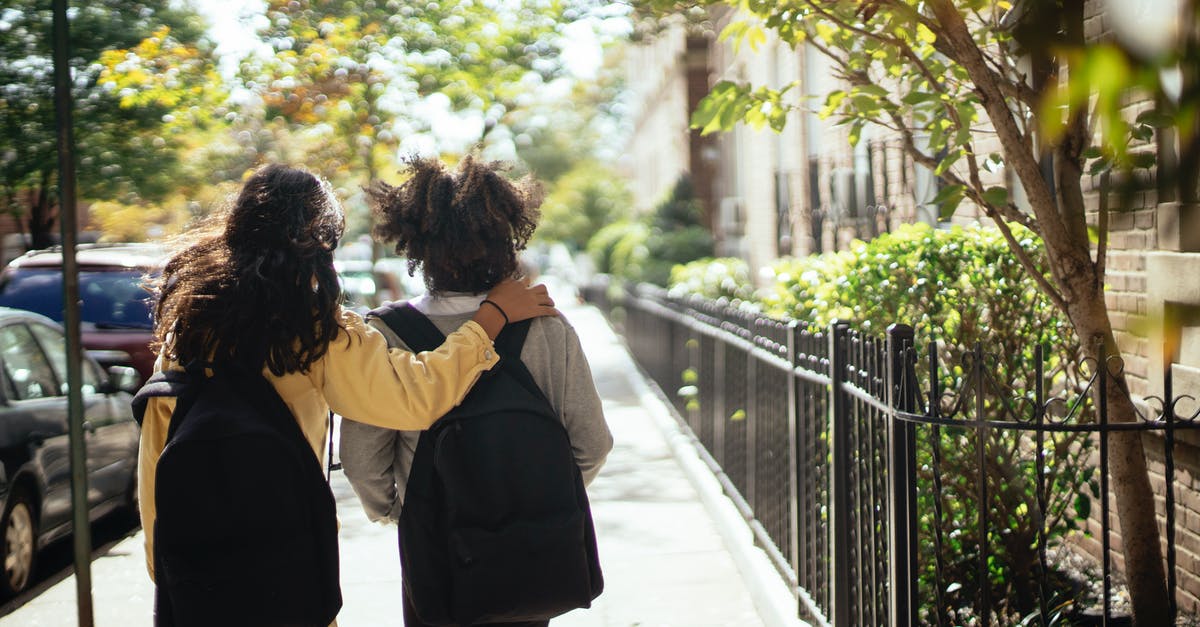 How to move children in a Las Vegas casino? - Back view of unrecognizable girls walking together along street while returning home from school How to move children in a Las Vegas casino? - Back view of unrecognizable girls walking together along street while returning home from school