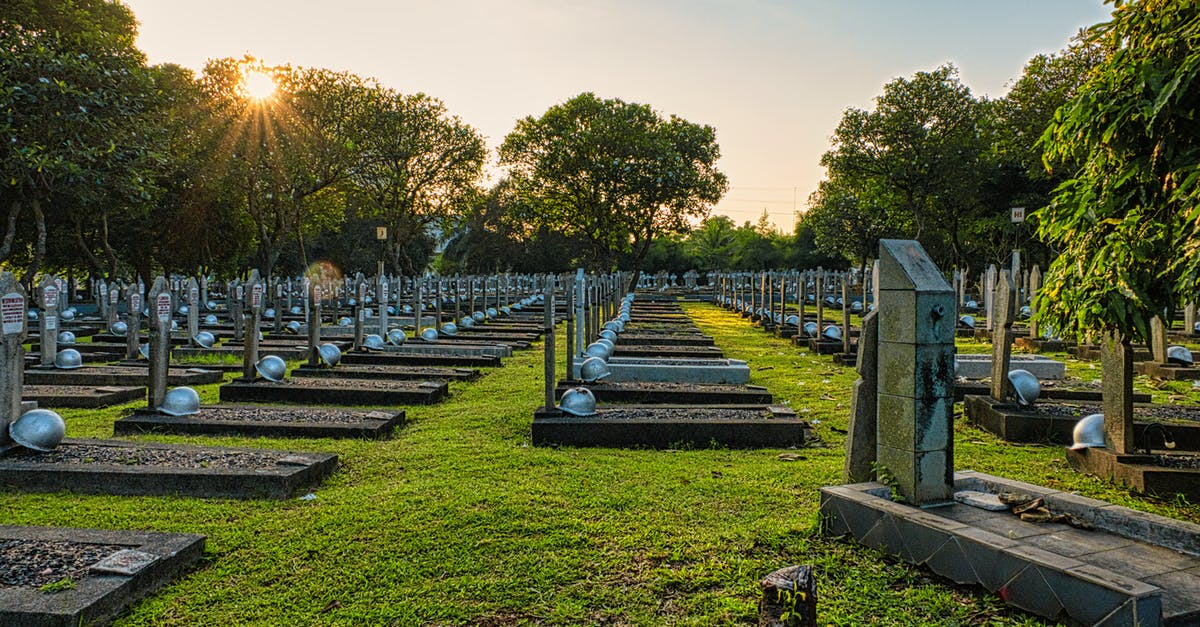 Identify location of old paintings - WWII soldier - National main heroes cemetery with abundance of tombstones with military hardhats located in national cemetery with green trees in Kalibata Identify location of old paintings - WWII soldier - National main heroes cemetery with abundance of tombstones with military hardhats located in national cemetery with green trees in Kalibata