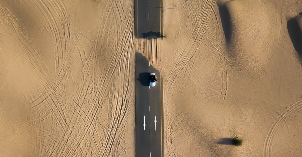 In Rio de Janeiro, which lane should I be using when biking and there's a bus-only lane? - Bird's Eye Photography of Road in Middle of Dessert In Rio de Janeiro, which lane should I be using when biking and there's a bus-only lane? - Bird's Eye Photography of Road in Middle of Dessert