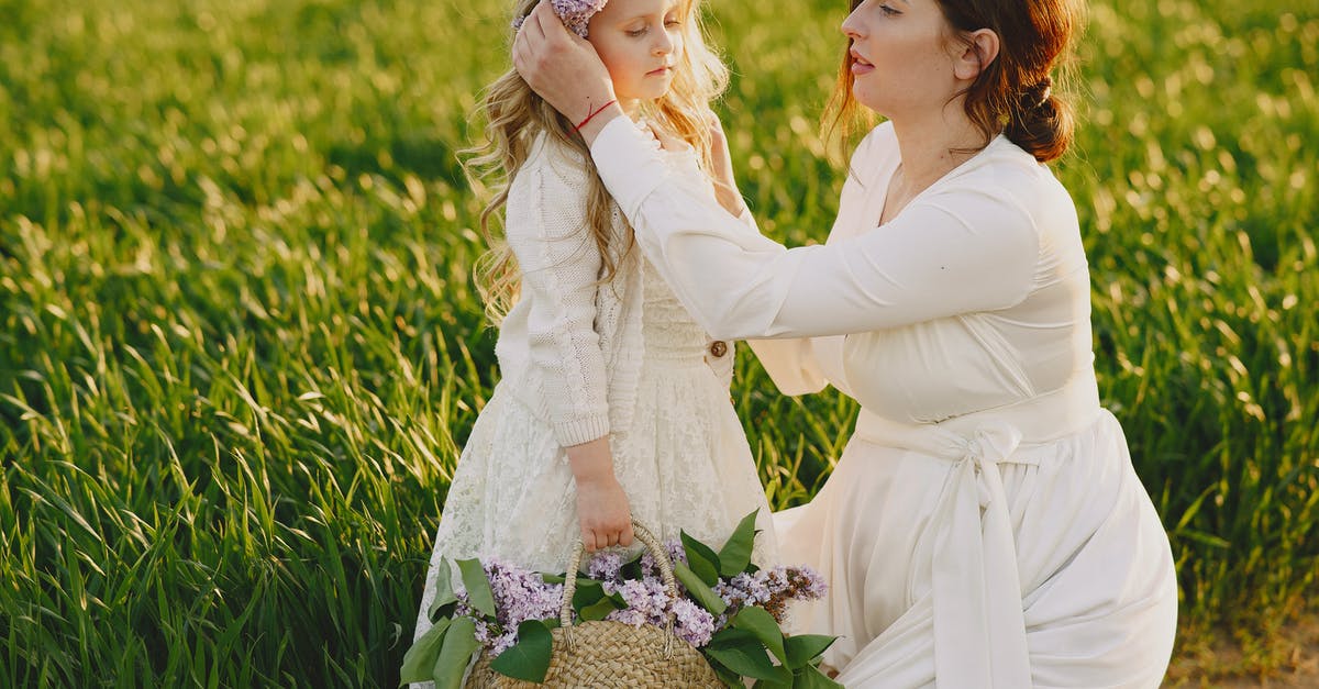 In Visa, "+" has been put in place of surname - A Woman Putting Flowers on a Girls Head In Visa, "+" has been put in place of surname - A Woman Putting Flowers on a Girls Head