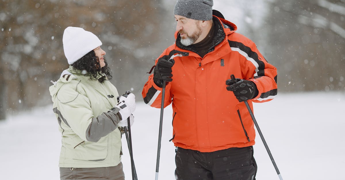Is a male guardian required for women skiing in Iran? - Man and Woman Standing on Snow Covered Ground with Ski Poles