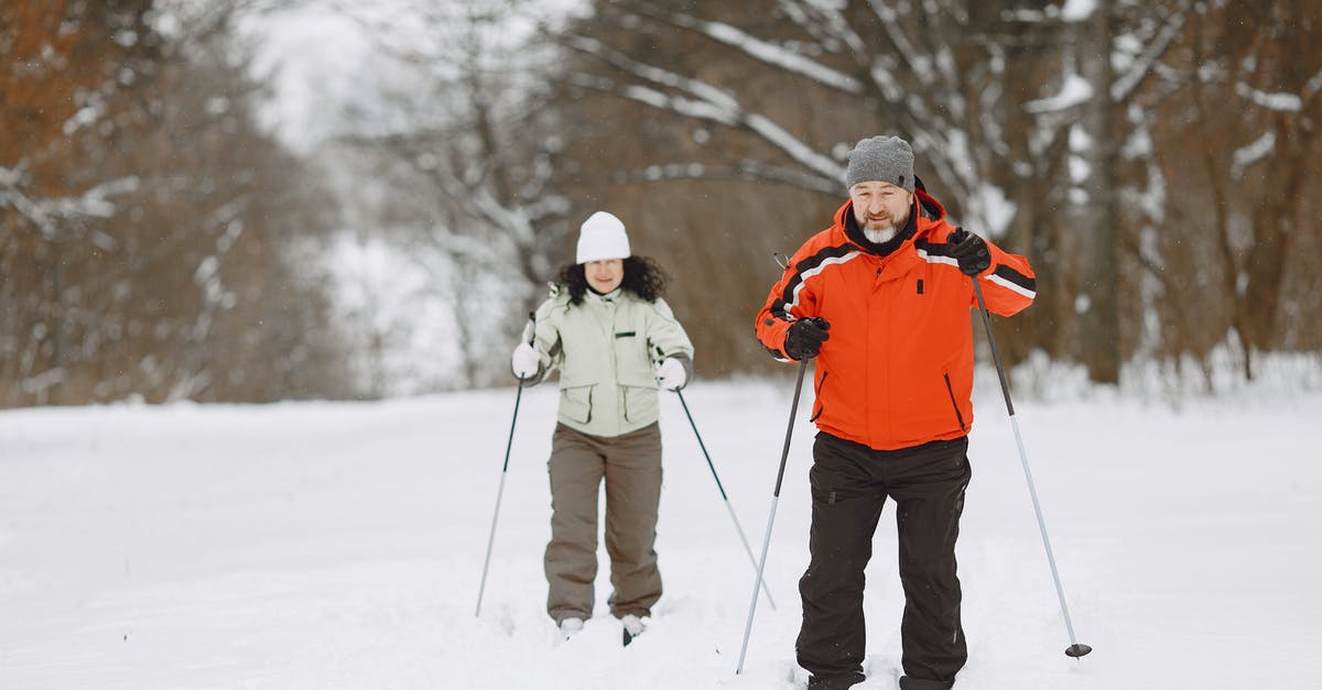 Is a male guardian required for women skiing in Iran? - Man in Red Jacket Skiing with a Woman