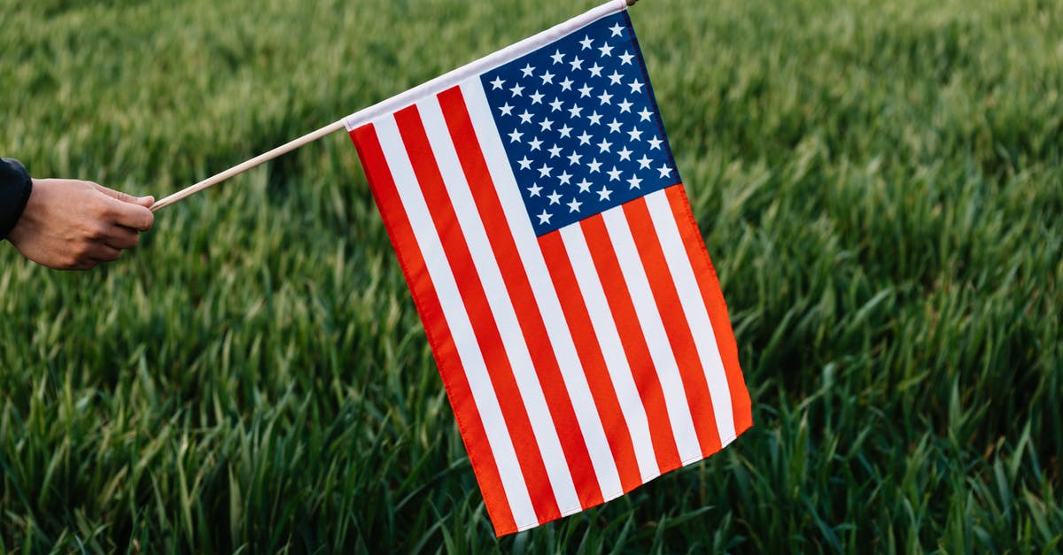 Is crime an issue in the US countryside, especially for a cyclist? - Crop faceless person holding spiky stick with American flag representing stripes and stars of bright colors on field with growing grass in daylight Is crime an issue in the US countryside, especially for a cyclist? - Crop faceless person holding spiky stick with American flag representing stripes and stars of bright colors on field with growing grass in daylight