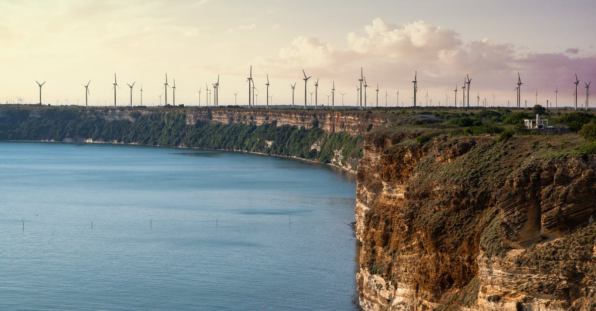 Is it possible to visit a water pumping windmill and a industrial windmill at the same location - Cape with windmills near calm sea Is it possible to visit a water pumping windmill and a industrial windmill at the same location - Cape with windmills near calm sea