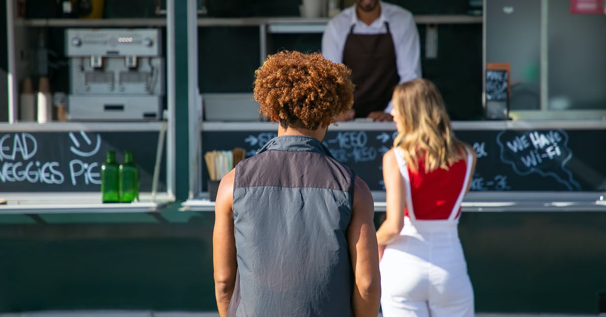 Is it subject to customs if I buy something and go to next country? - Back view of diverse clients standing near street food truck and choosing lunch Is it subject to customs if I buy something and go to next country? - Back view of diverse clients standing near street food truck and choosing lunch