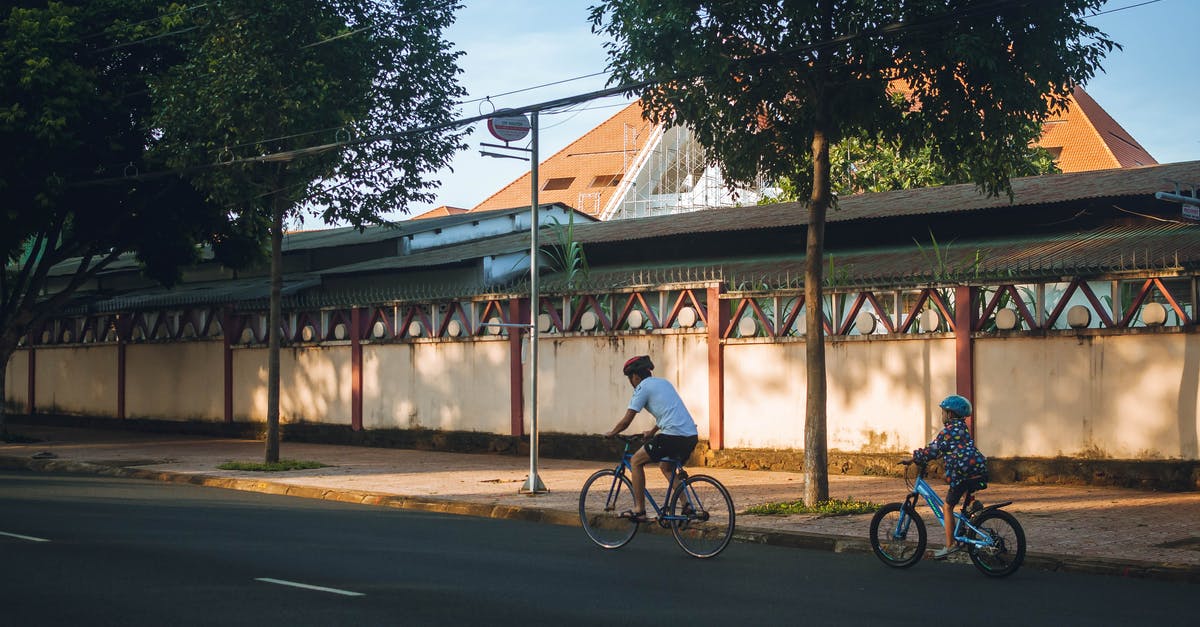 Is it true that children under 6 can legally ride a bicycle on the sidewalk in Denmark? - A Man Riding a Bike with His Child at the Back