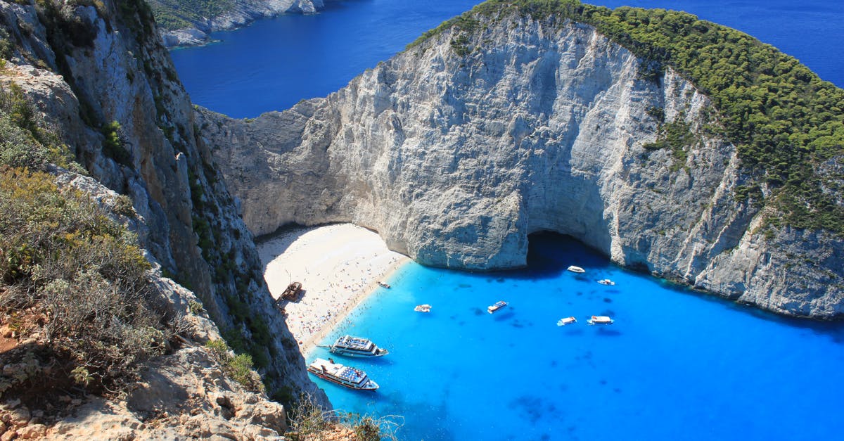 Is sleeping in tents allowed in Shipwreck Beach (Navagio) in Zante, Greece? - Aerial View of Green and Brown Mountain Beside Blue Body of Water Is sleeping in tents allowed in Shipwreck Beach (Navagio) in Zante, Greece? - Aerial View of Green and Brown Mountain Beside Blue Body of Water