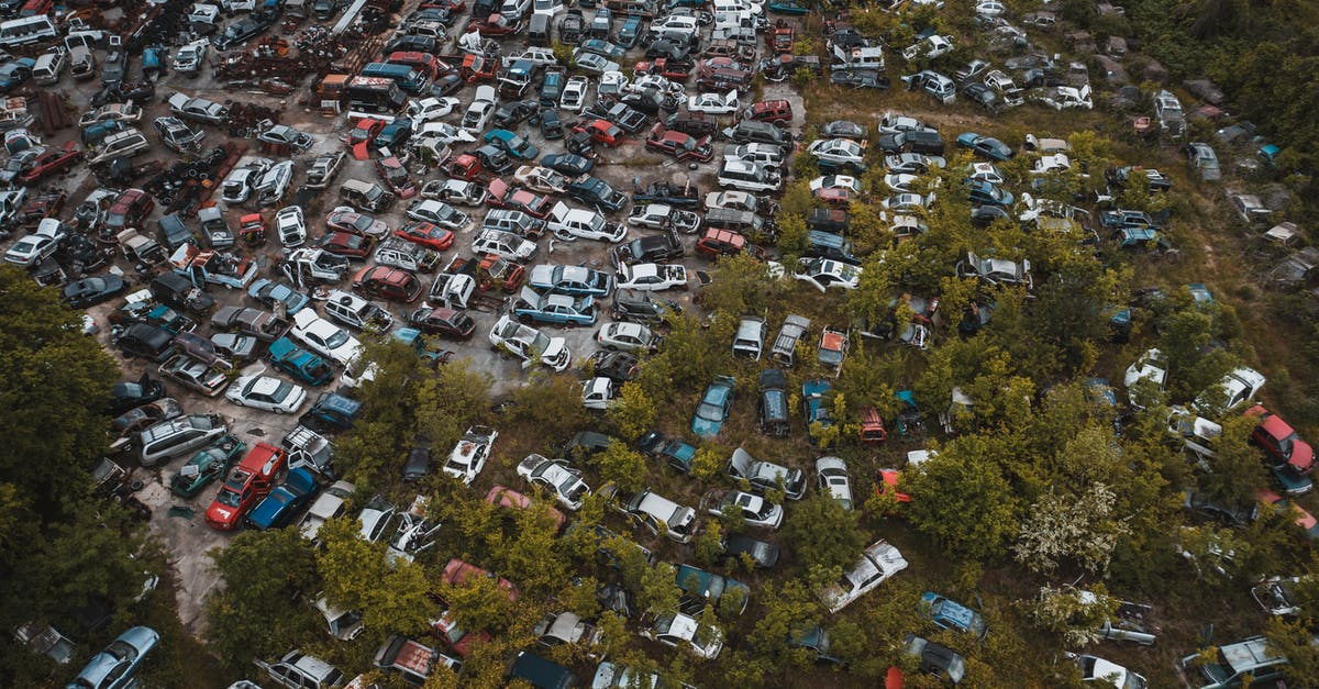 Leaving Sweden with a different passport? - Obsolete vehicles in automobiles graveyard in industrial area Leaving Sweden with a different passport? - Obsolete vehicles in automobiles graveyard in industrial area