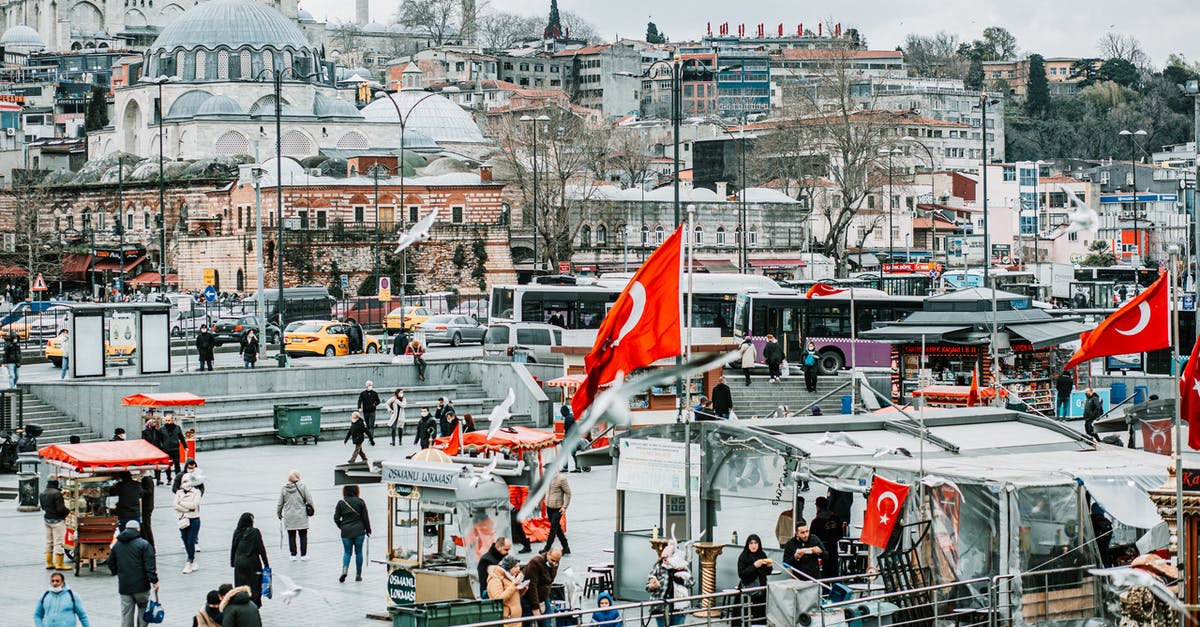 Local markets in Istanbul - Crowded city street against mosques in cloudy day Local markets in Istanbul - Crowded city street against mosques in cloudy day
