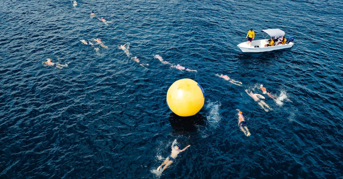 Must I enter Croatia from the Schengen area? - Aerial view of swimmers taking park in race and swimming around big yellow inflated ball in sea water Must I enter Croatia from the Schengen area? - Aerial view of swimmers taking park in race and swimming around big yellow inflated ball in sea water