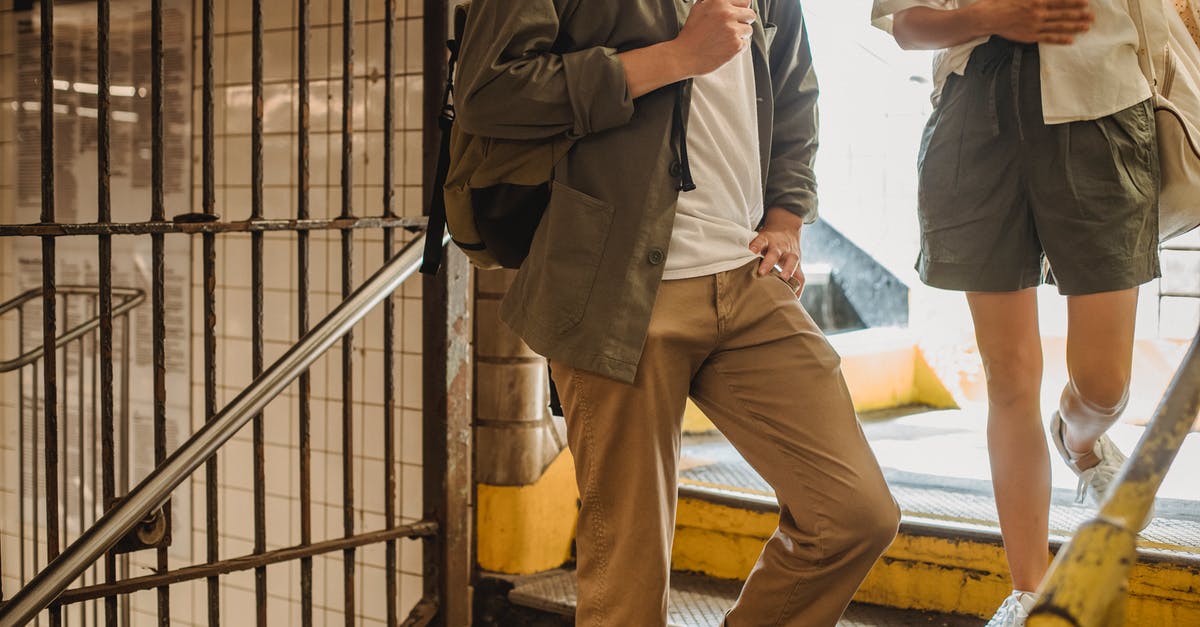 My girlfriend wants $1500 to prove she can look after herself when she arrives in Australia [duplicate] - Crop couple walking downstairs in underground