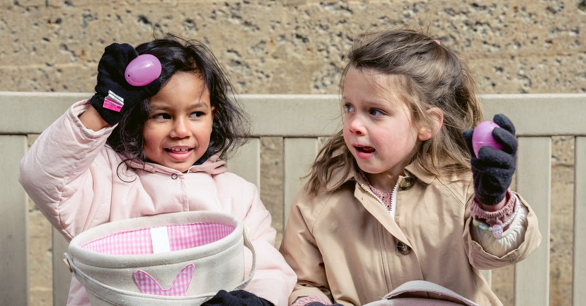 My sister will sponsor her place for my stay in UK,what should my sister show of proof for my UK Visa? - Happy diverse girls in warm clothes showing purple Easter eggs and sitting together on bench in courtyard
