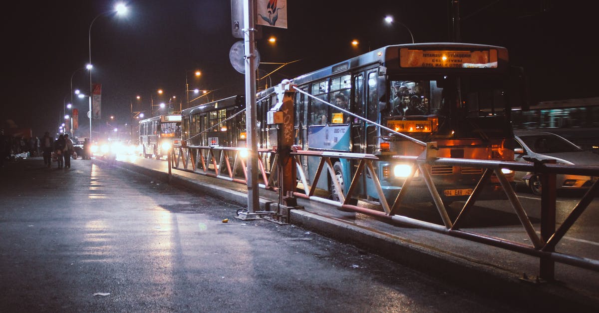Night buses from Bangkok to Hua Hin - A Moving Buses on the Road at Night Night buses from Bangkok to Hua Hin - A Moving Buses on the Road at Night
