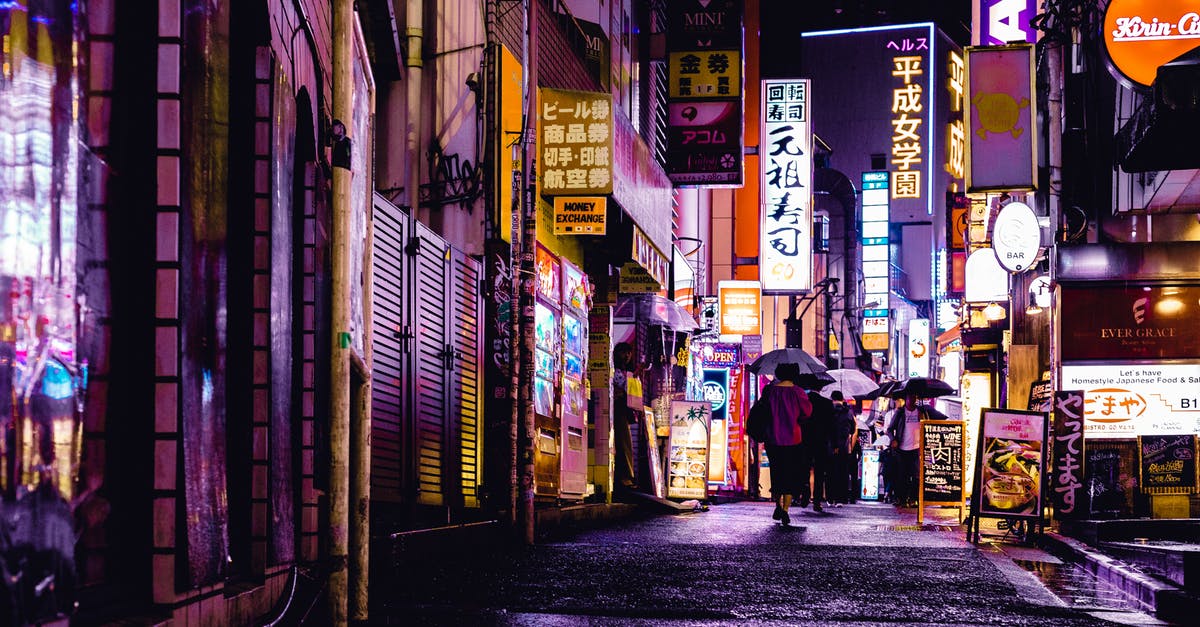 No-pictures buildings in Japan (shooting from street forbidden by law) - Woman Walking in the Street during Night Time No-pictures buildings in Japan (shooting from street forbidden by law) - Woman Walking in the Street during Night Time