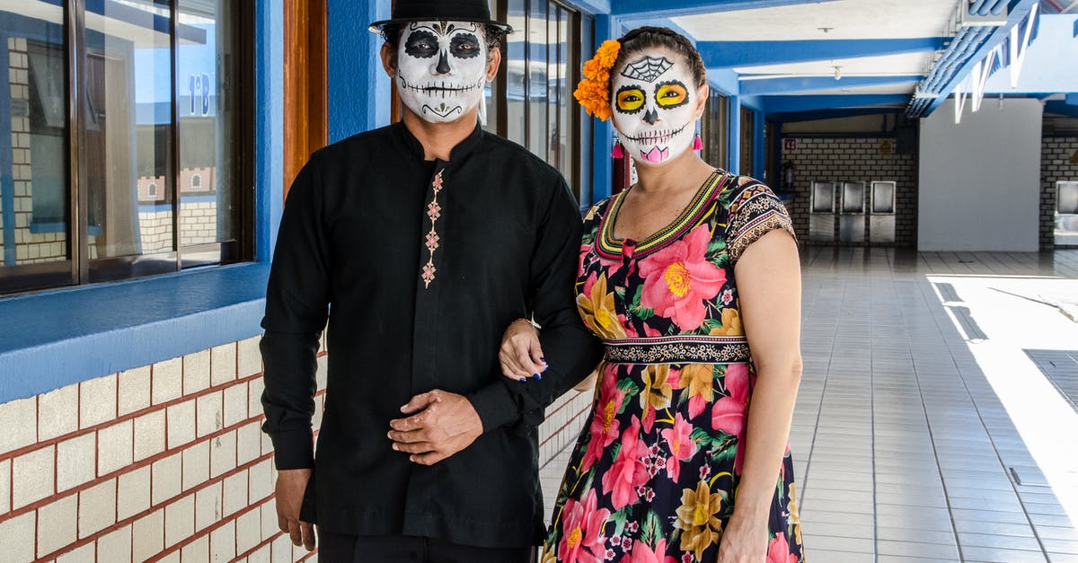 Passport stamped on arrival in Mexico, none departing Mexico - Man and Woman with Faces Painted for the Day of the Dead in Mexico Passport stamped on arrival in Mexico, none departing Mexico - Man and Woman with Faces Painted for the Day of the Dead in Mexico