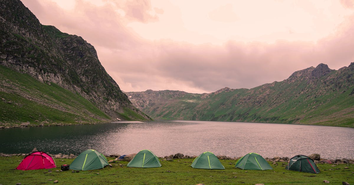 Pitching own tents at Sambhar lake in Rajasthan? - Green Tents on Green Grass Field Near Lake Under Cloudy Sky Pitching own tents at Sambhar lake in Rajasthan? - Green Tents on Green Grass Field Near Lake Under Cloudy Sky