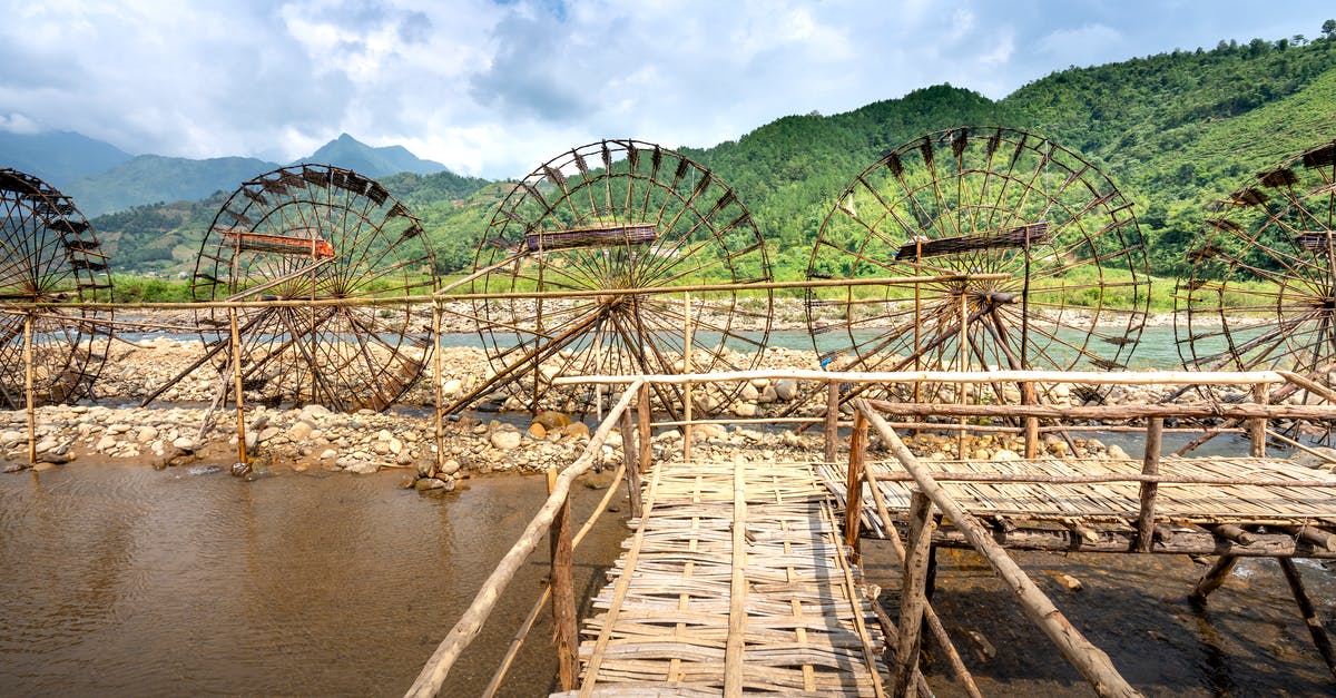 Please advise on US-locations similar to WestWorld, Magnificent Seven landscape [closed] - Water wheels against river and green mountains in countryside