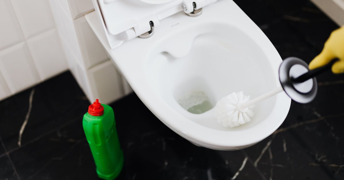 Polish Airports' fingerprint Process - From above of crop anonymous person in rubber gloves using liquid toilet sanitizer and brush to clean toilet bowl in bathroom Polish Airports' fingerprint Process - From above of crop anonymous person in rubber gloves using liquid toilet sanitizer and brush to clean toilet bowl in bathroom