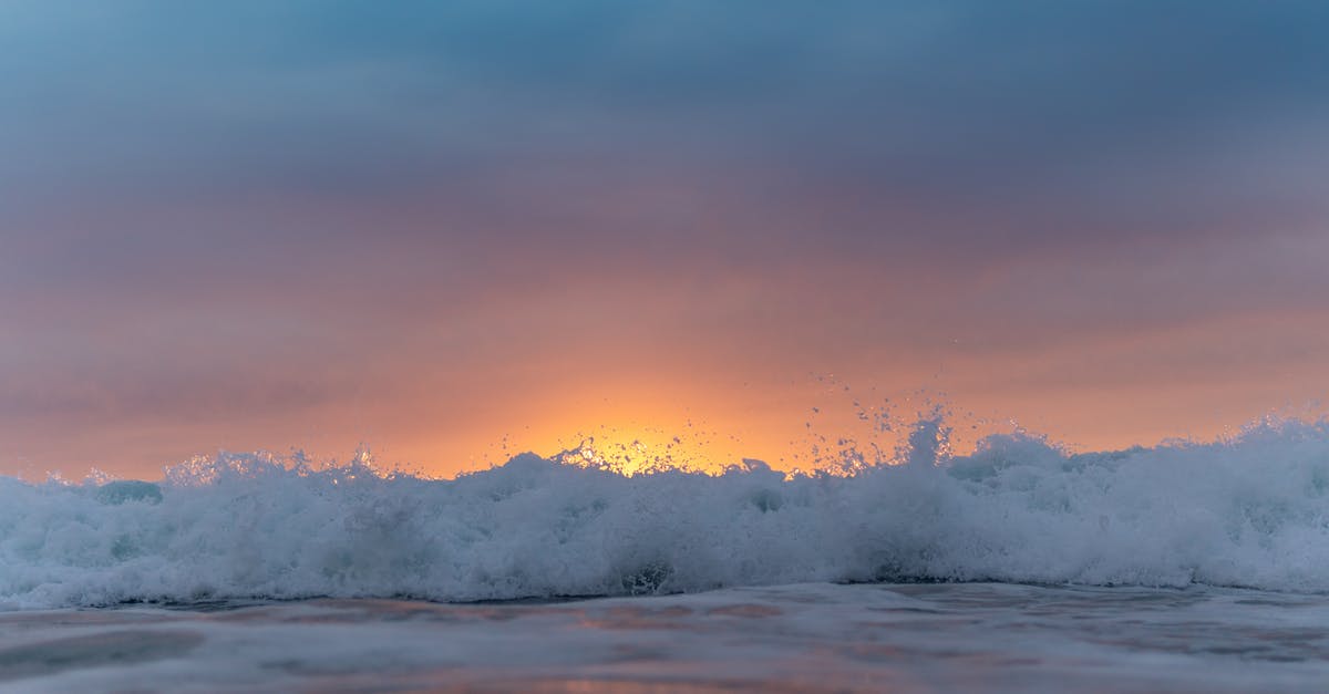 Power sockets in Ecuador - grounded or ungrounded? - Sunset sky over waving sea washing shore Power sockets in Ecuador - grounded or ungrounded? - Sunset sky over waving sea washing shore