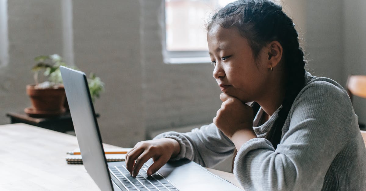 Primary occupation for the US visa - student or full-time employee?, I'm both - Little smart schoolgirl with pigtails using laptop at desk leaning on hand and thinking over assignment