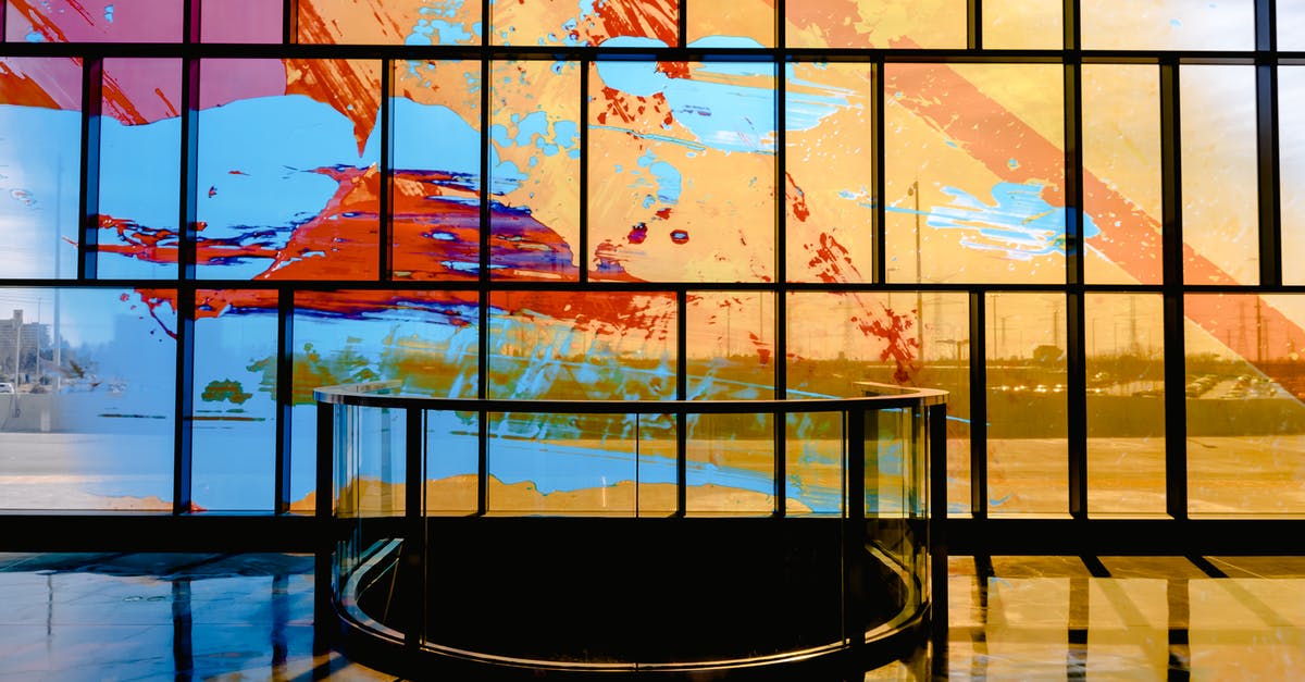 Public transport Toronto to Waterloo - Painted glass windows in modern subway station Public transport Toronto to Waterloo - Painted glass windows in modern subway station