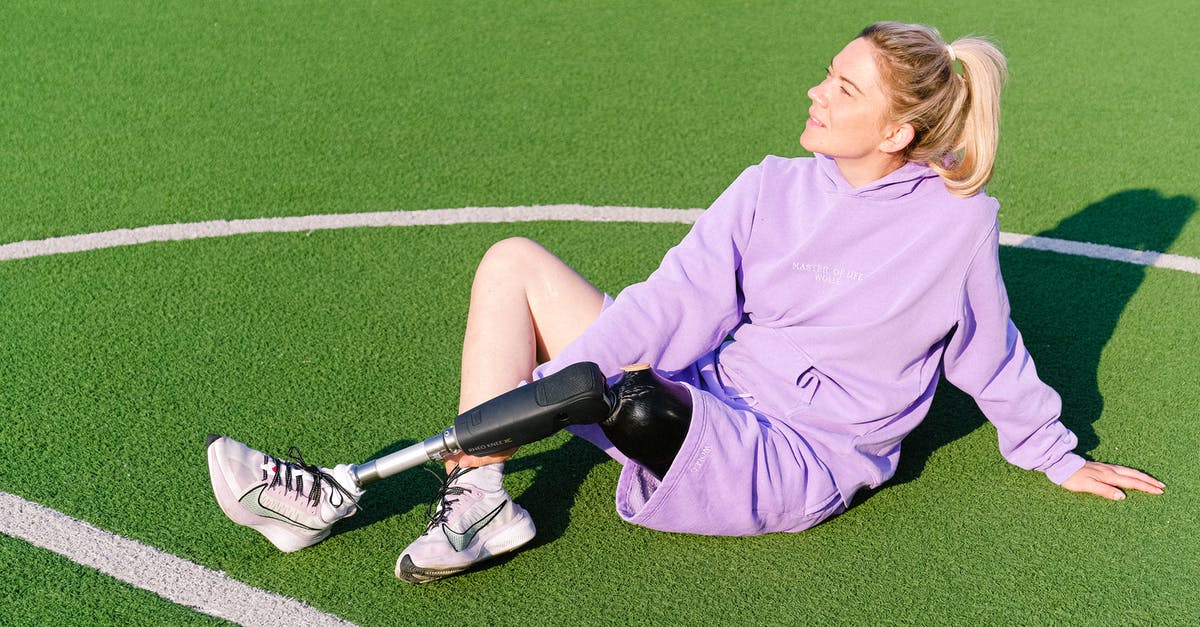 Received fine for parking - court appearance not required - now not payable - Woman with leg prosthesis on sports court Received fine for parking - court appearance not required - now not payable - Woman with leg prosthesis on sports court