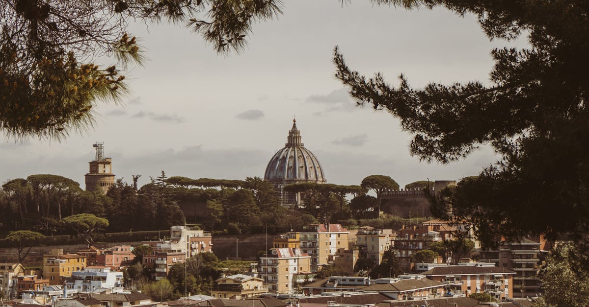 Re-Entry in Italy (lost residence permit before leaving italy - permesso di soggiorno) [duplicate] - Picturesque scenery of residential buildings with trees located in Monte Ciocci framed by conifers