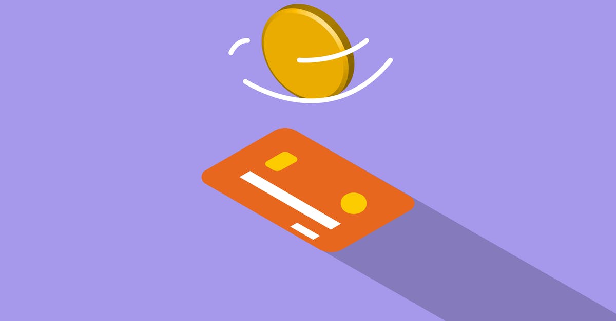 Refund airline ticket to different credit card - Creative graphic illustration of golden coin spinning above credit card on violet background Refund airline ticket to different credit card - Creative graphic illustration of golden coin spinning above credit card on violet background