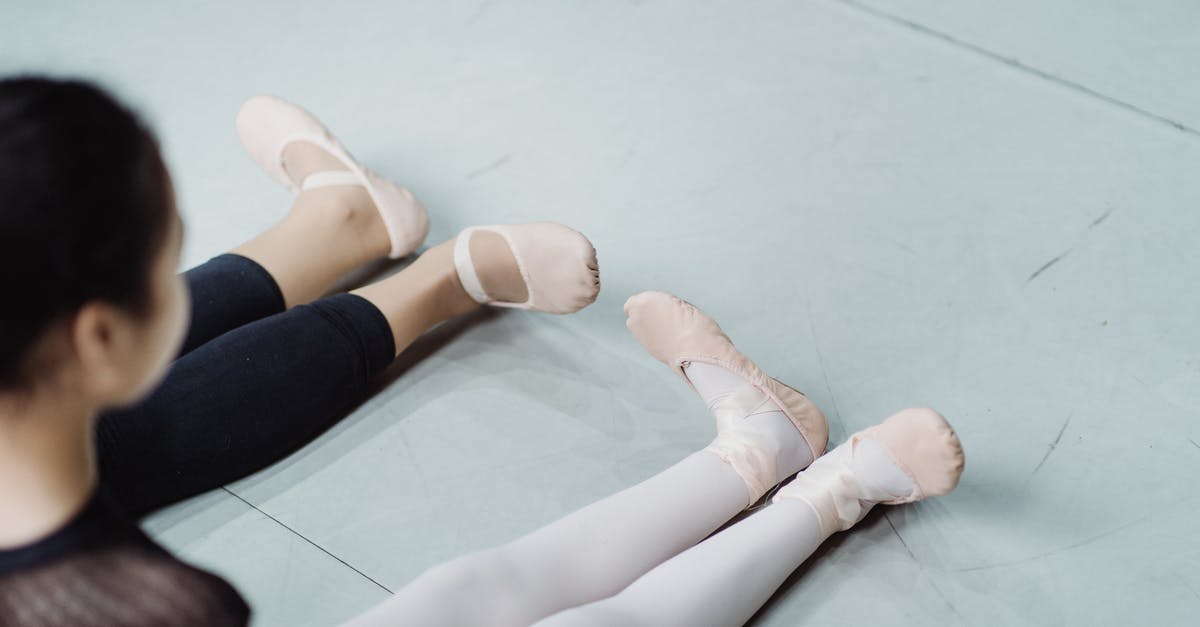 Refunding return leg of Air France ticket in Business class - Crop trainer with pupil practicing ballet exercise on floor Refunding return leg of Air France ticket in Business class - Crop trainer with pupil practicing ballet exercise on floor