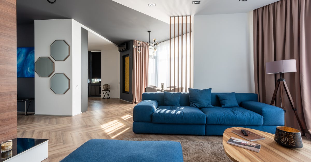 Repercussions of denied entry on Schengen zone without a visa - Interior of spacious flat with blue sofa and pouf near wooden table placed on carpet near wall with stylish decorations Repercussions of denied entry on Schengen zone without a visa - Interior of spacious flat with blue sofa and pouf near wooden table placed on carpet near wall with stylish decorations