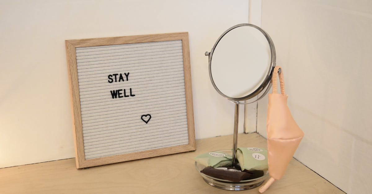 Reuse picture for visa (US & EU) - Reusable face mask hanging on table mirror Reuse picture for visa (US & EU) - Reusable face mask hanging on table mirror