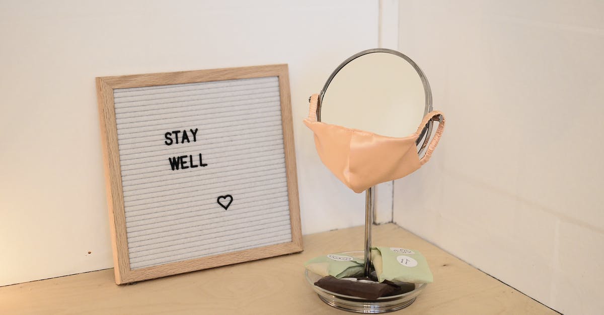 Reuse picture for visa (US & EU) - Face mask placed on table mirror near framed image Reuse picture for visa (US & EU) - Face mask placed on table mirror near framed image