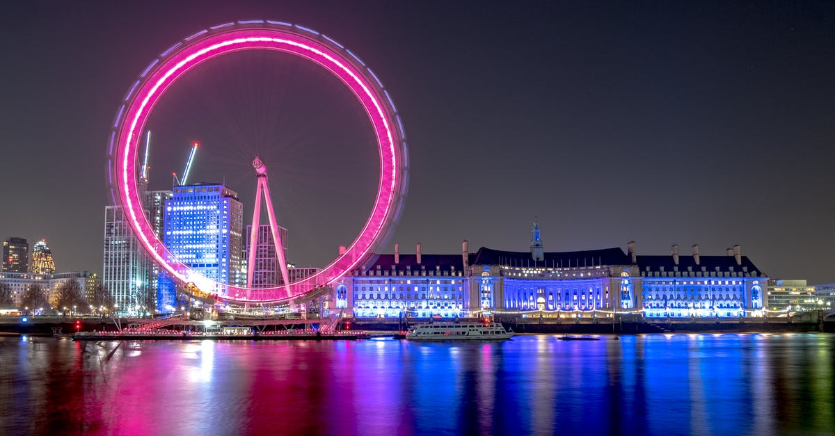 Riding on a narrowboat in London - London Eye During Night Time Riding on a narrowboat in London - London Eye During Night Time
