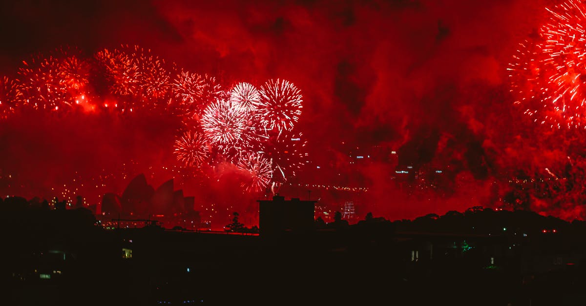 Safe and comfortable viewing points for Sydney NYE fireworks [closed] - Red Fireworks Display