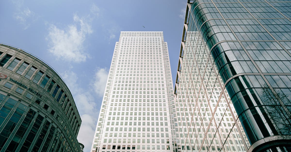 Schengen visa allows visiting London - View on the canary wharf buildings Schengen visa allows visiting London - View on the canary wharf buildings