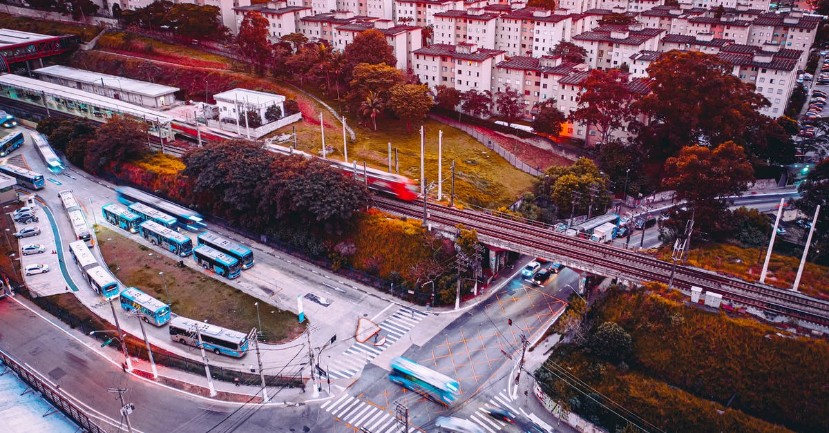 Shuttle bus from Podgorica town to the airport? - From above of contemporary city with many buses and houses surrounded with green trees in daytime Shuttle bus from Podgorica town to the airport? - From above of contemporary city with many buses and houses surrounded with green trees in daytime