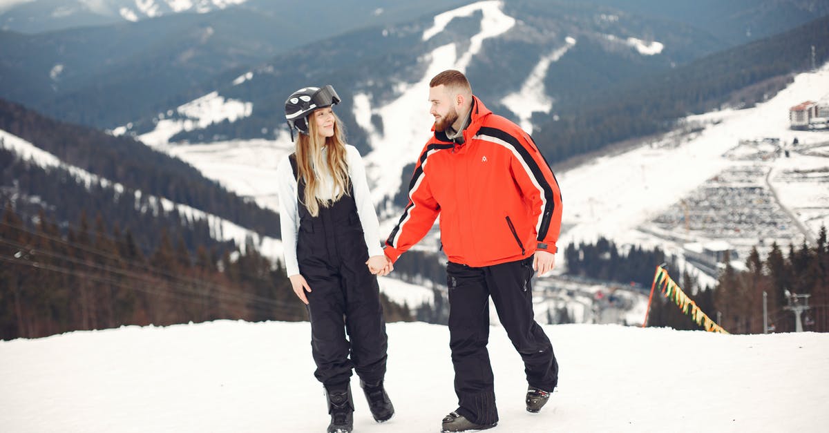 Skiing in Morzine - Couple With Skiing Equipment Holding Hands Skiing in Morzine - Couple With Skiing Equipment Holding Hands