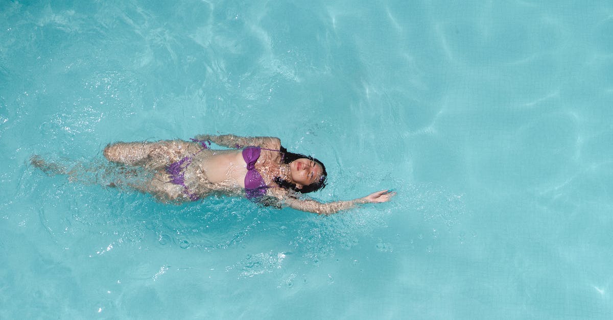 Swim from Dubrovnik to Lokrum [closed] - From above of young slim woman in violet bikini floating on back in crystal clear seawater on sunny summer day