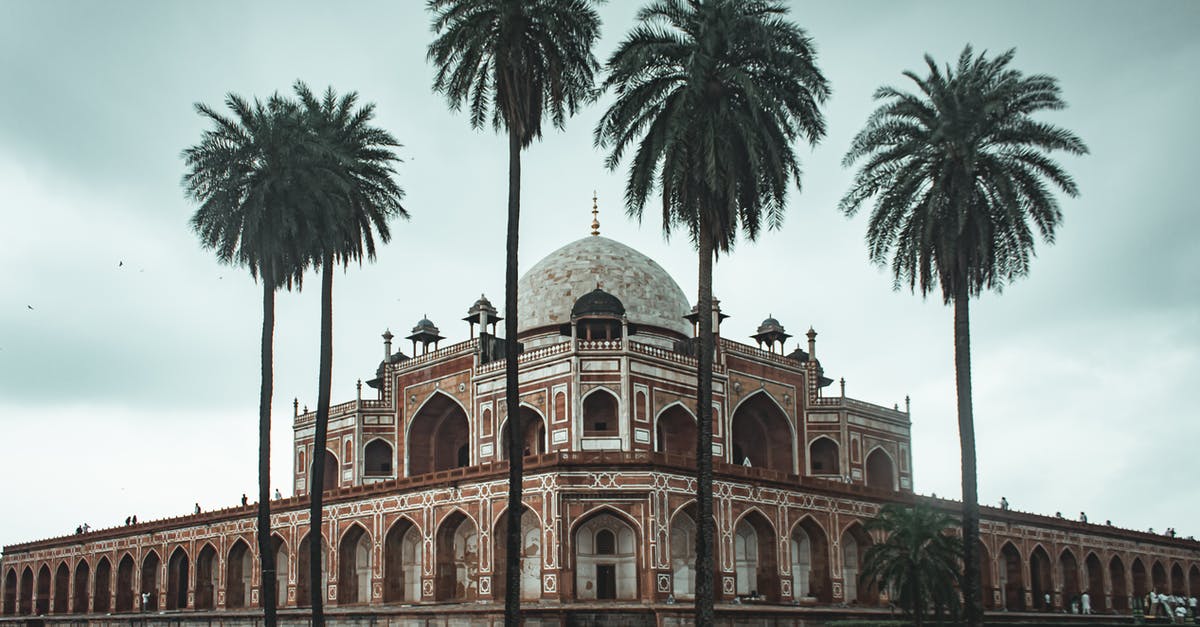 Tourism visa for Philippines for India - Low angle of beautiful well maintained garden with palms and ancient building of Humayun s Tomb located in Delhi Tourism visa for Philippines for India - Low angle of beautiful well maintained garden with palms and ancient building of Humayun s Tomb located in Delhi