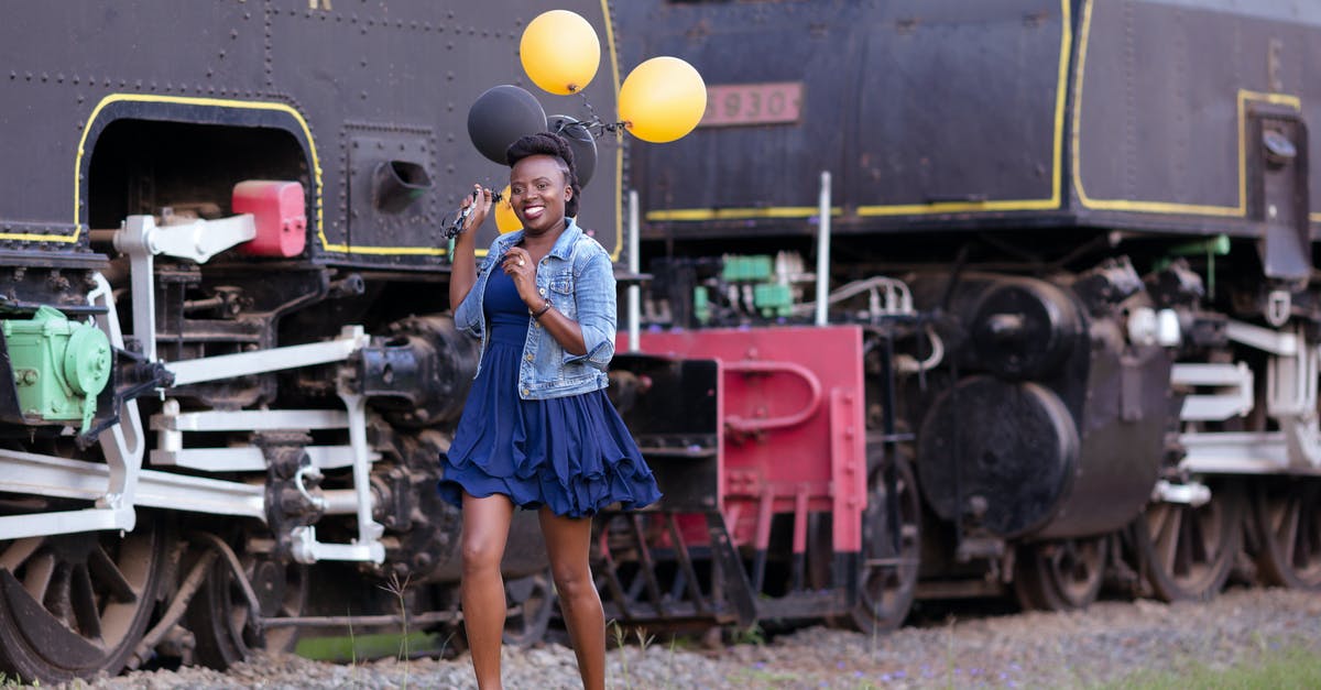 Train Reservations in Spain (with pass) - Woman in Blue and White Dress Holding Yellow Balloons Train Reservations in Spain (with pass) - Woman in Blue and White Dress Holding Yellow Balloons