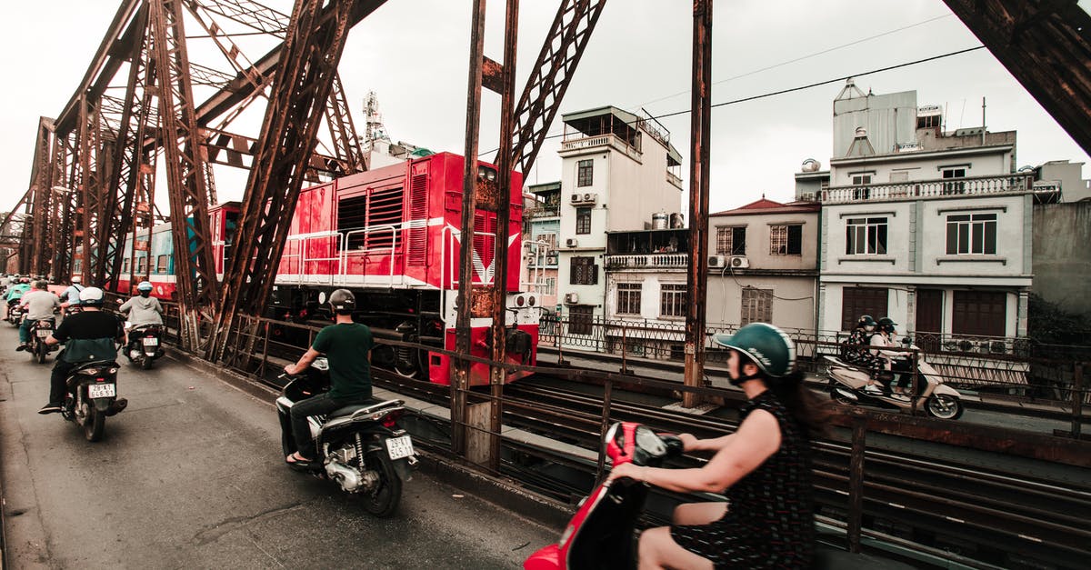 Trains in Vietnam - People Riding Motorcycles Near Train Trains in Vietnam - People Riding Motorcycles Near Train