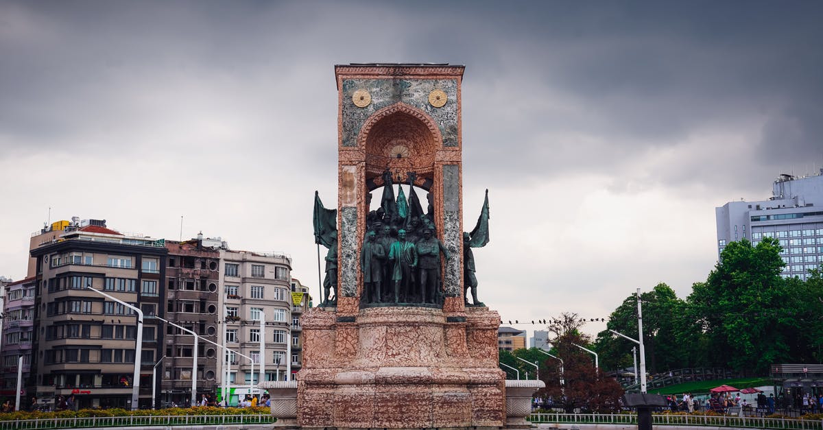 Transit visa at Istanbul, Turkey - Fanning out from Taksim Square with its Republic Monument Transit visa at Istanbul, Turkey - Fanning out from Taksim Square with its Republic Monument