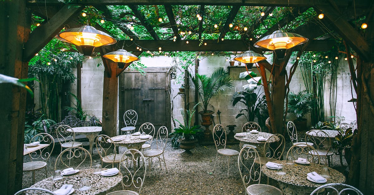 Traveler's Century Club: Something similar just for Europe? - Cafe with setting on ornamental tables near chairs under decorative lamps in backyard on summer day Traveler's Century Club: Something similar just for Europe? - Cafe with setting on ornamental tables near chairs under decorative lamps in backyard on summer day