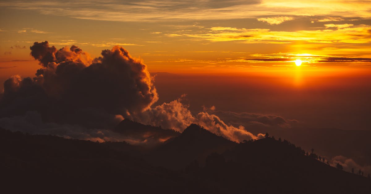 Traveling on B1/B2 to attend summit along with tourism - Amazing bright sunset over mountainous terrain Traveling on B1/B2 to attend summit along with tourism - Amazing bright sunset over mountainous terrain