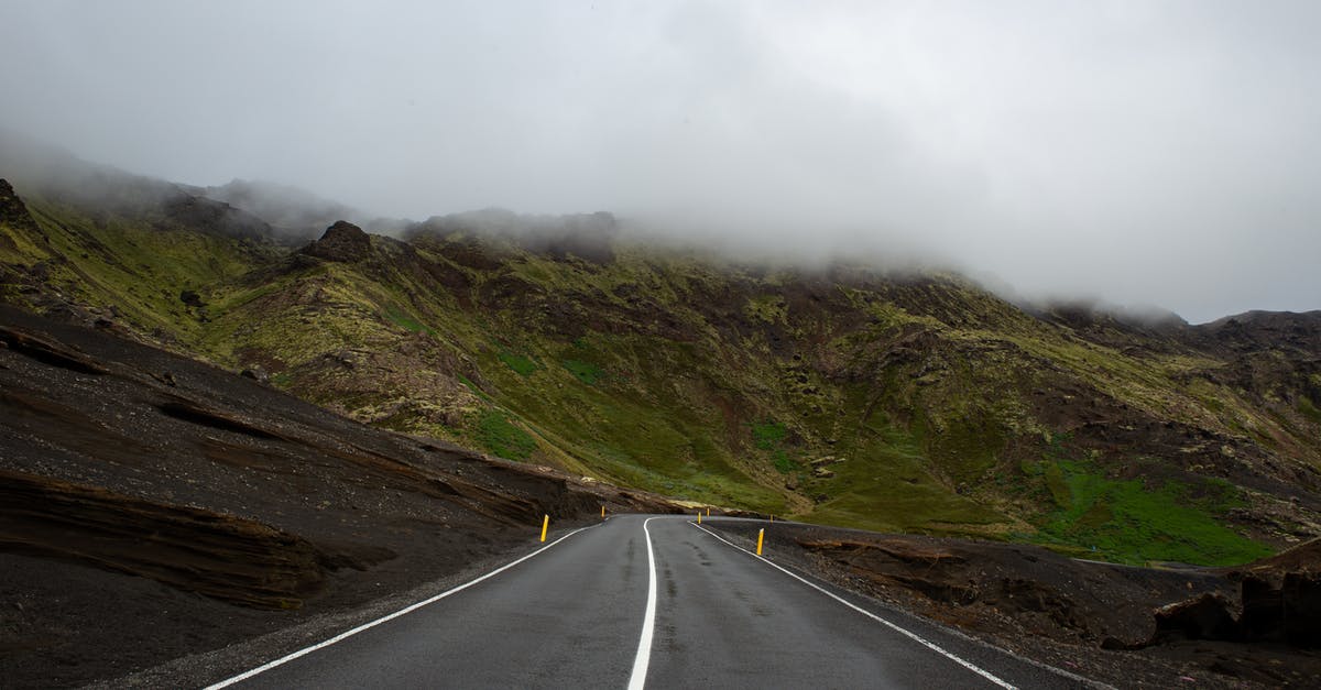 Travelling around Iceland in mid November - Empty Road Along The Mountain Travelling around Iceland in mid November - Empty Road Along The Mountain