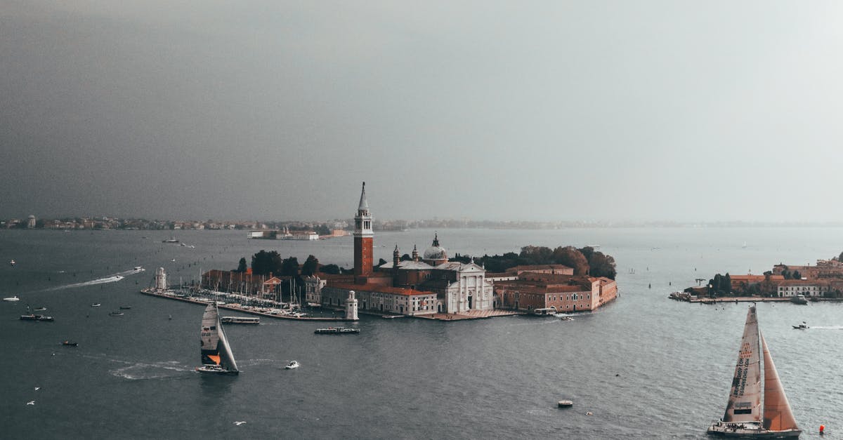 Travelling from Italy to Greece by Ferry with a French residency card but no passport - Aerial Shot of Saint Giorgio Maggiore Island in Venice Italy Travelling from Italy to Greece by Ferry with a French residency card but no passport - Aerial Shot of Saint Giorgio Maggiore Island in Venice Italy