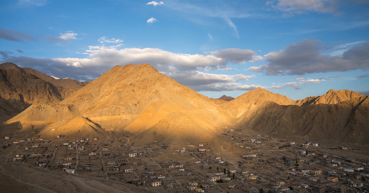 Trekking in Leh / Ladakh, India in January - Landscape of Leh City near Mountains Trekking in Leh / Ladakh, India in January - Landscape of Leh City near Mountains